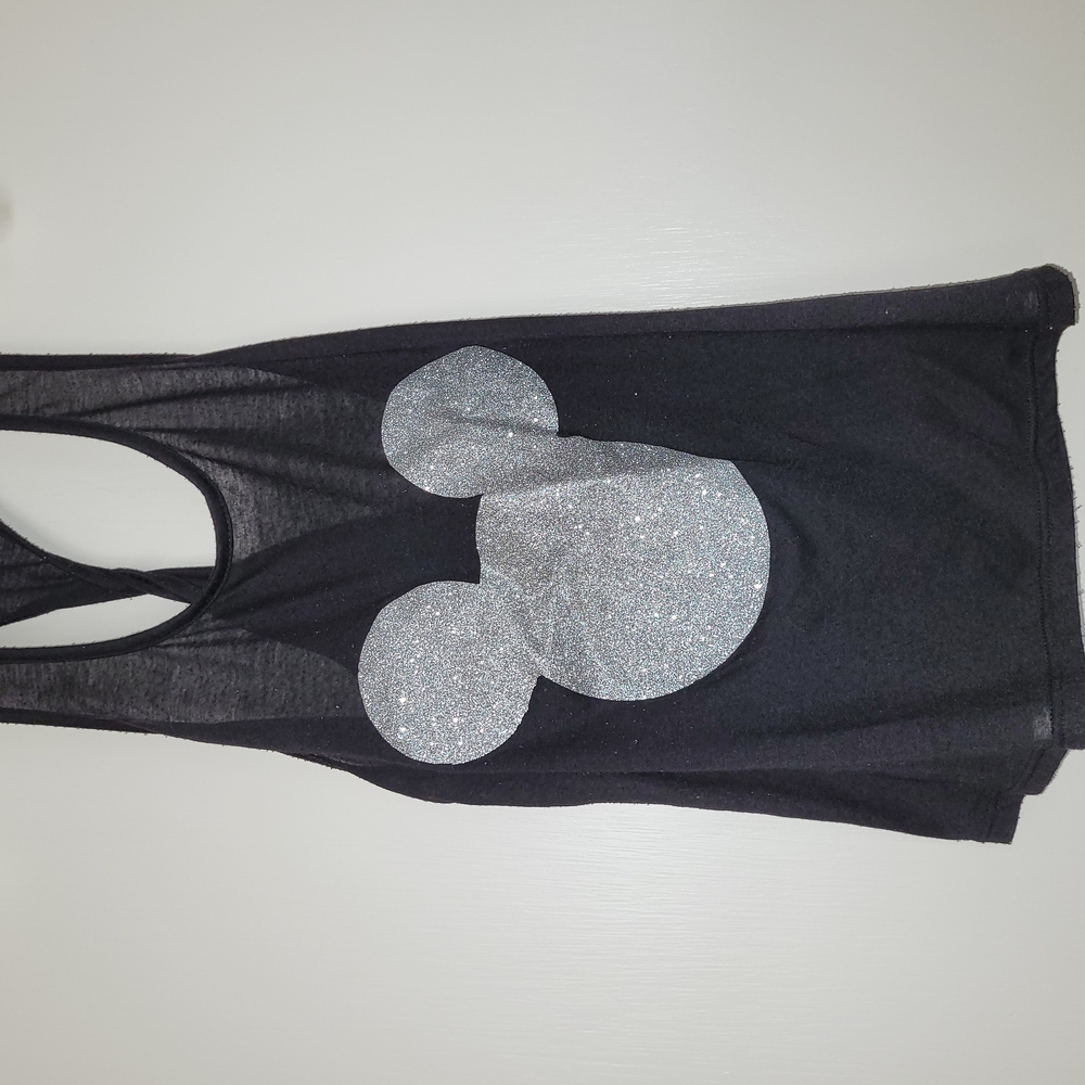 Bozzolo Black Tank Top with Silver Glitter Design